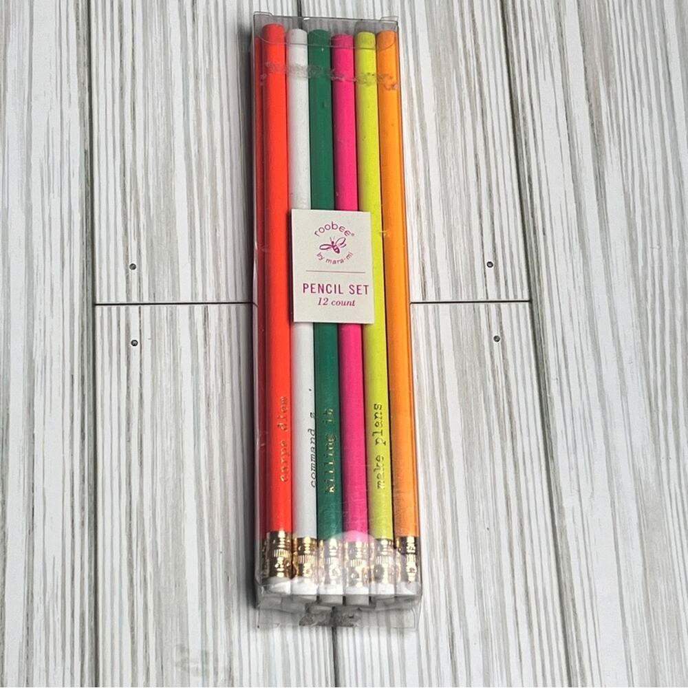 Roobee Pencil Wooden Writing Tools  Set of  12 With Inspirational Messages